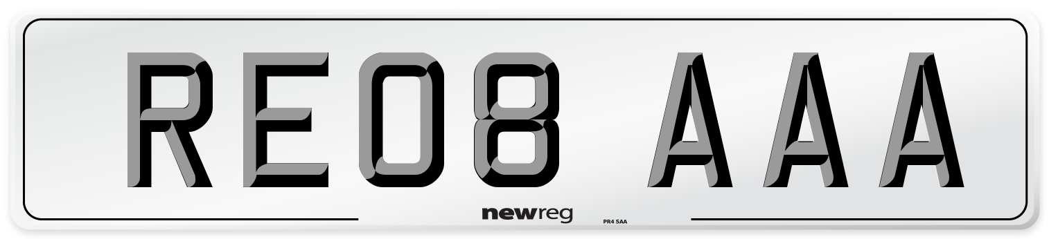 RE08 AAA Number Plate from New Reg